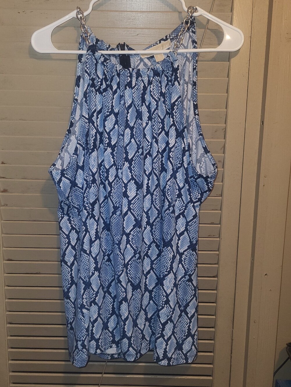 Micheal Kors Blue Snakeprint Chain Strap Tank Top Size XL